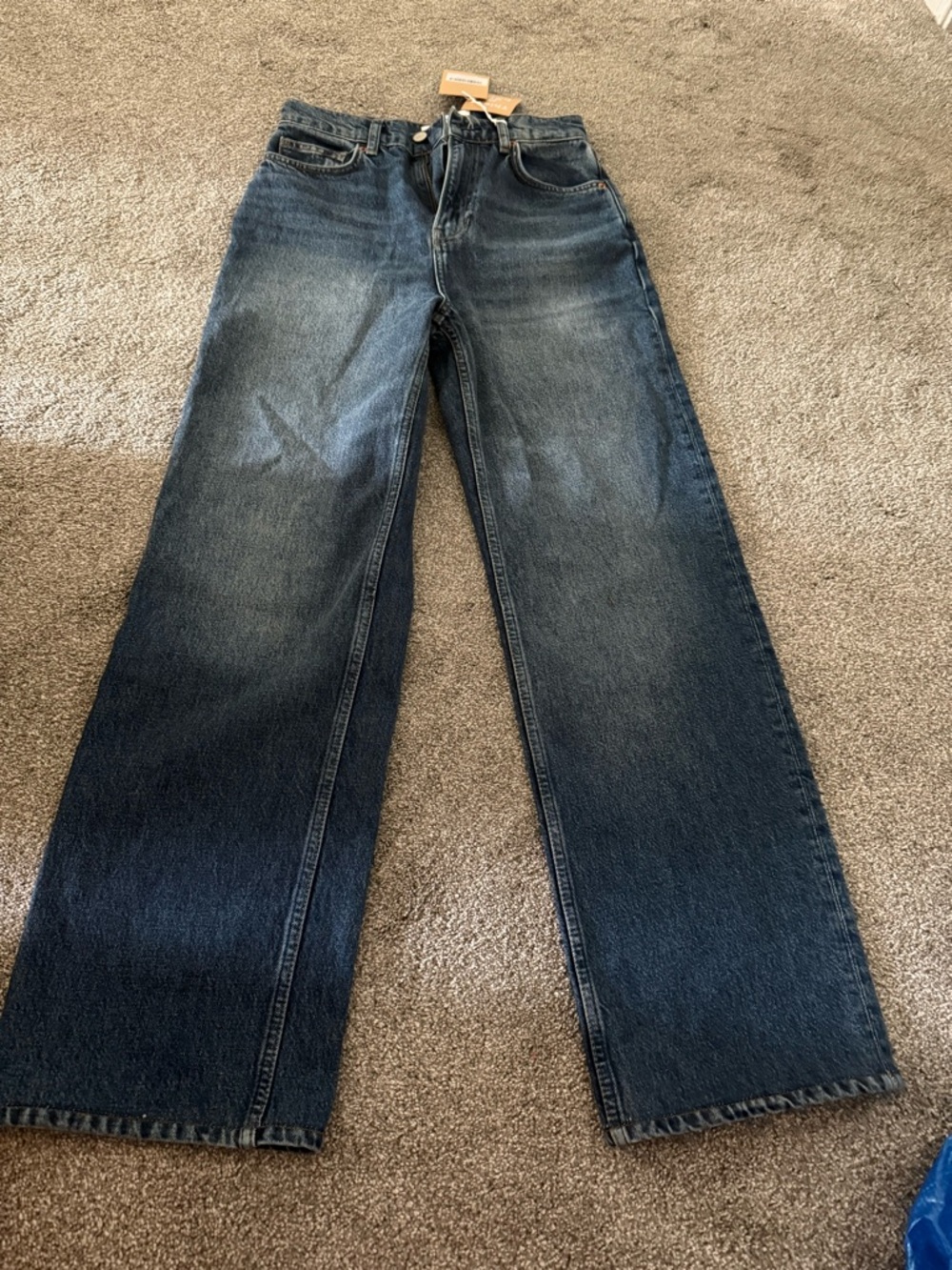 Reformation Cary High Rise Slouchy Straight Leg Jeans Rigid Denim (Color- Donner - Picture 2 of 4